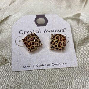 Crystal Avenue Leopard Gold Studded Earrings